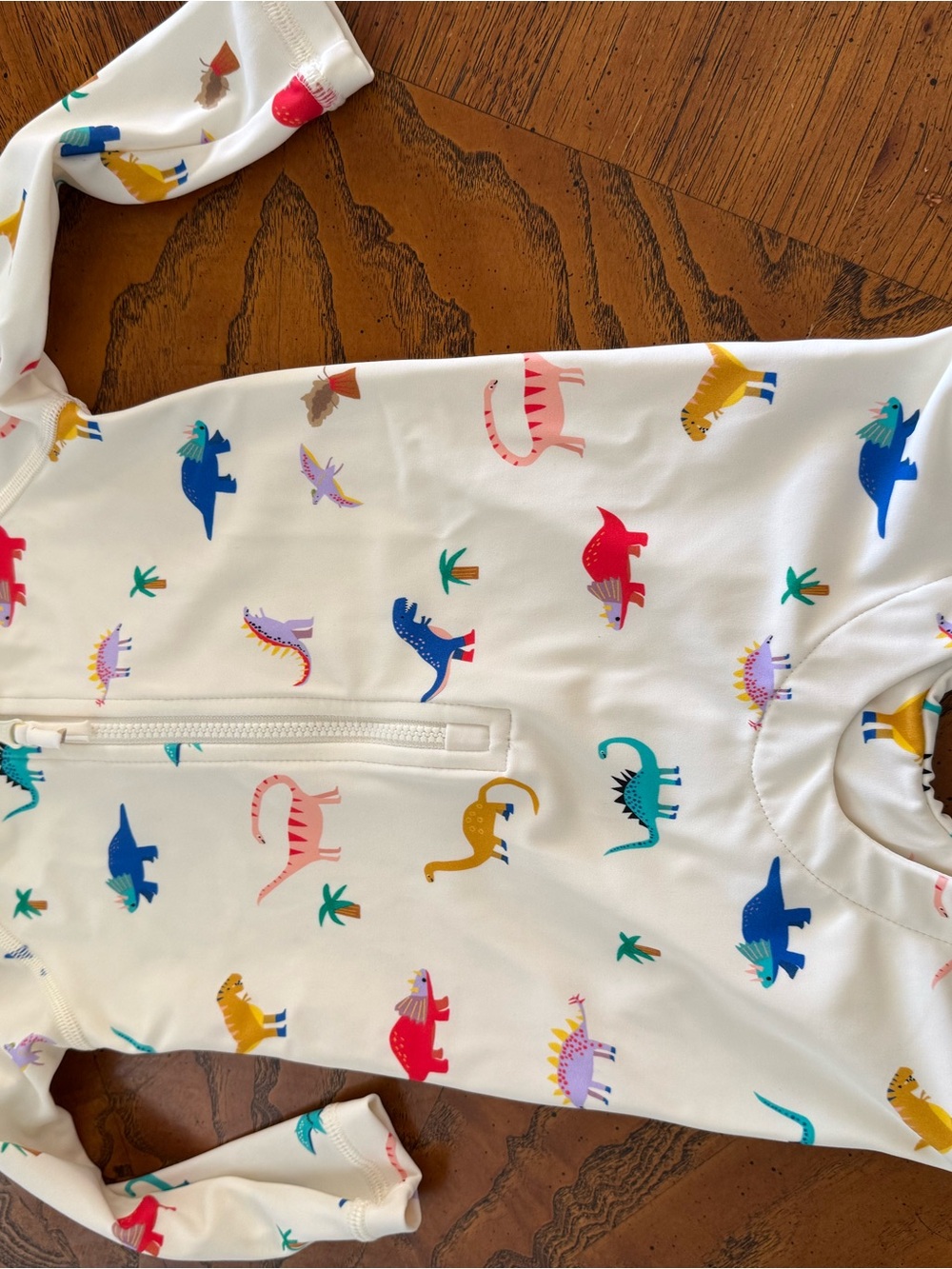 Quince White Kids One-Piece Swimsuit with Multicolor Dino Print - Picture 3 of 6